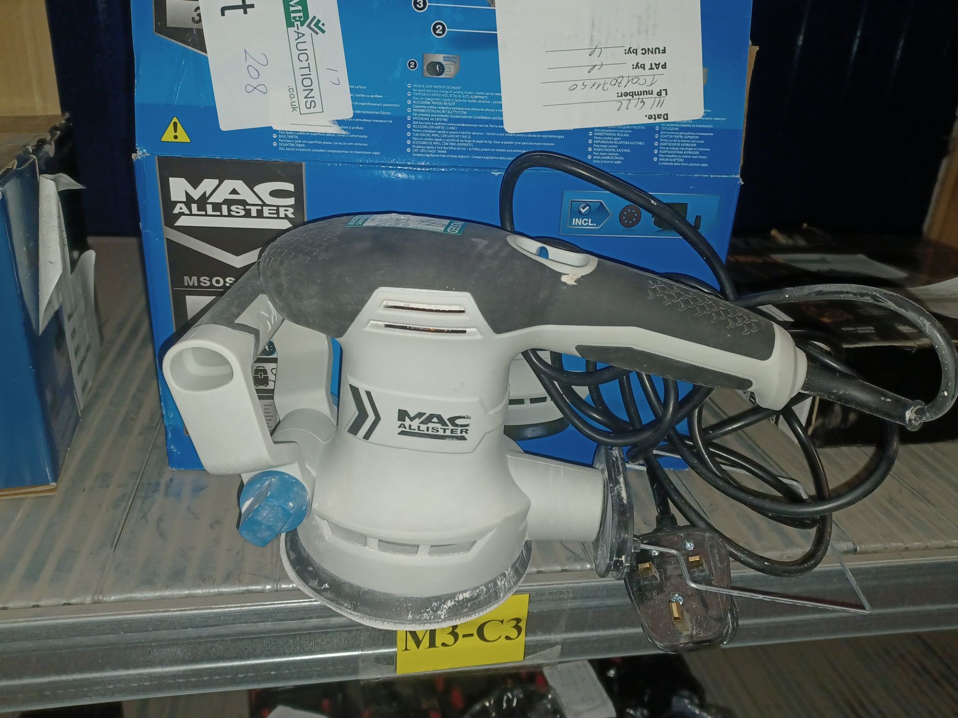 MAC ALLISTER MEOS300 125MM ELECTRIC RANDOM ORBIT SANDER 240V - BW