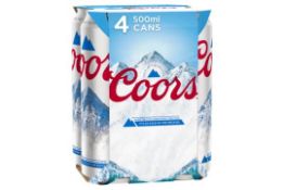 24 x PACKS OF 4 COORS 500ML CANS. DATE UNTIL 22.06.2022. (ROW6) 96 CANS IN TOTAL