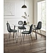 (REF117849) Harper Rectangular Dining Table and 4 Velvet Chairs RRP £913.5