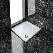 NEW (Z37) 800x800mm Square Ultra Slim Stone Shower Tray. Low profile ultra slim design Gel coated