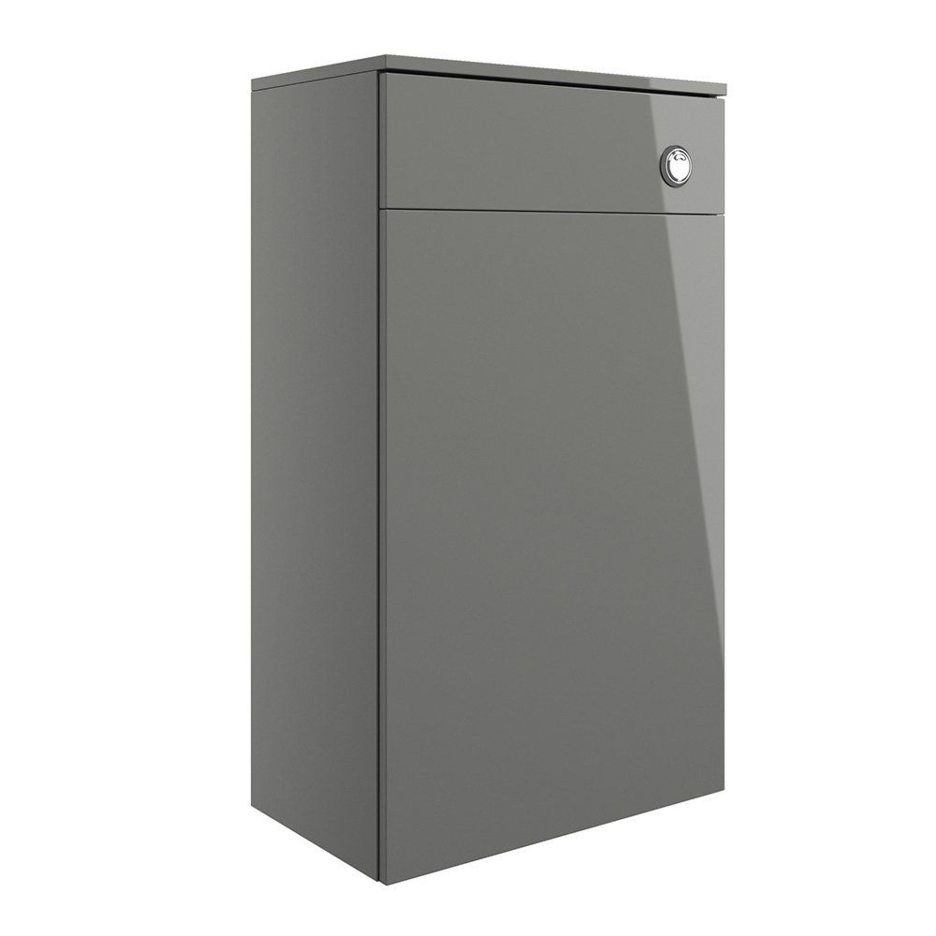 (DT67) NEW & BOXED 500mm Floor Standing WC Unit - Grey Gloss. RRP £113.14. Front fascias clip