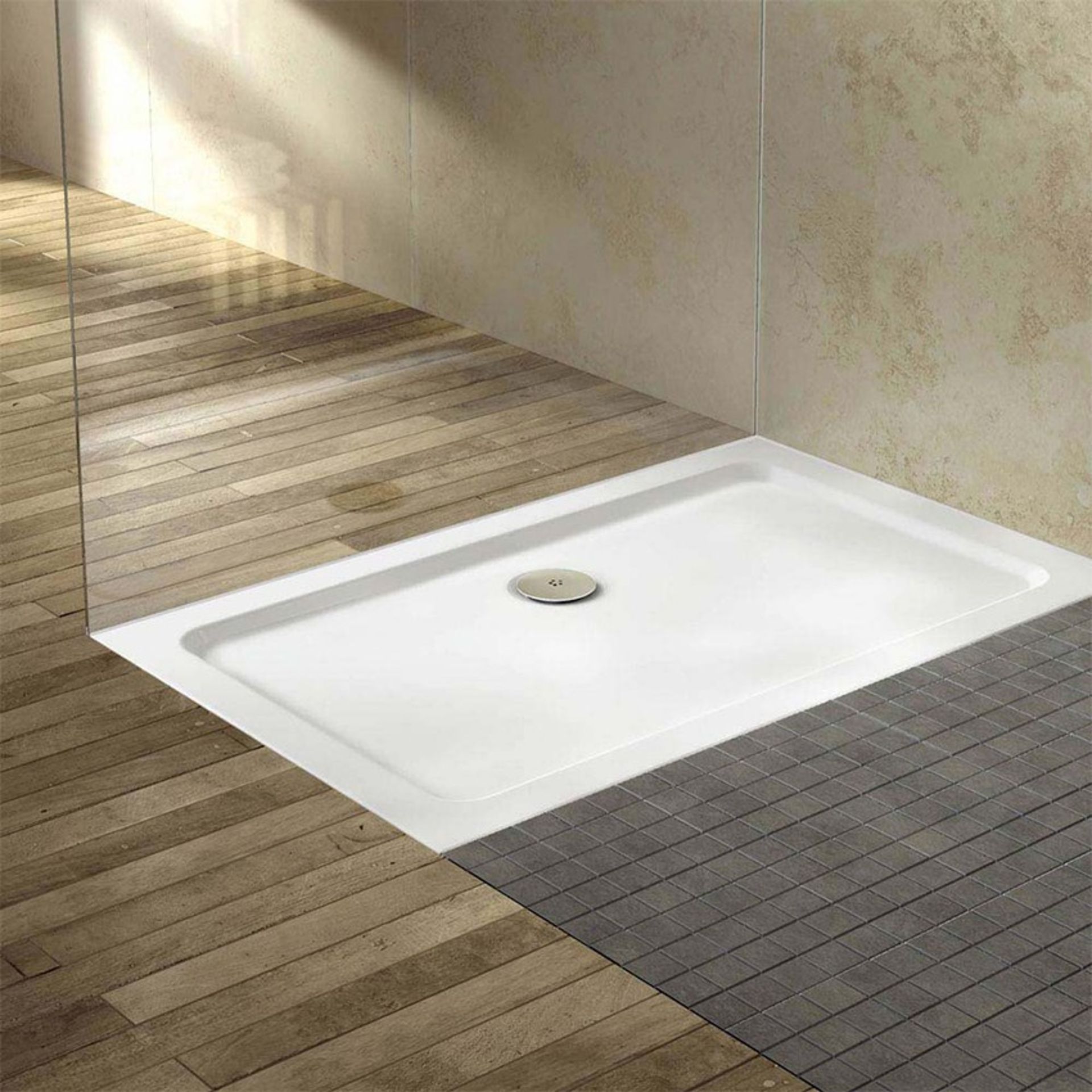 (WW201) NEW & BOXED 1100x800mm Rectangular Ultra Slim Stone Shower Tray. RRP £234.99. Low profile