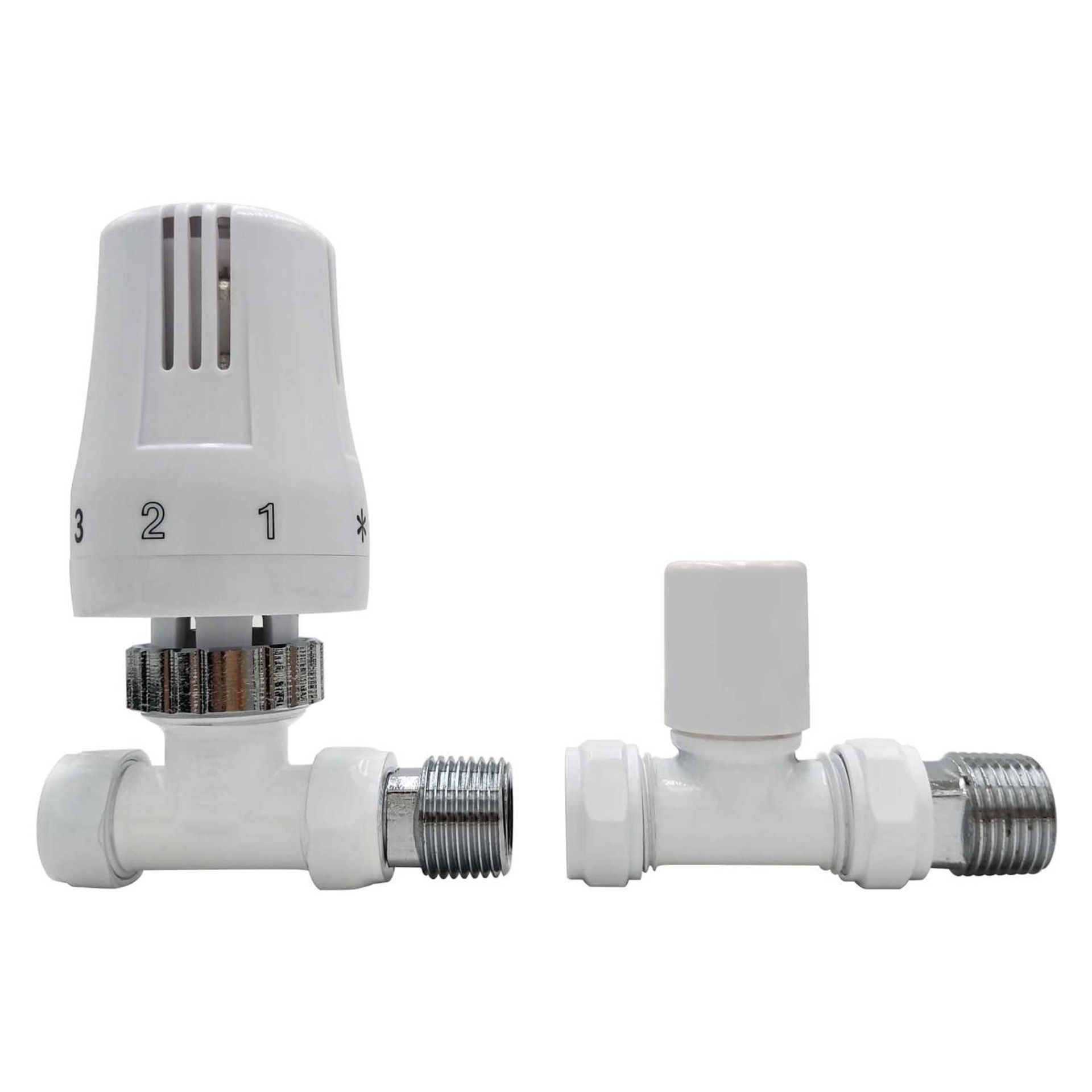 New & Boxed White Straight Towel Radiator Valves 15mm Central Heating Valve. Ra31S. Solid Bra...