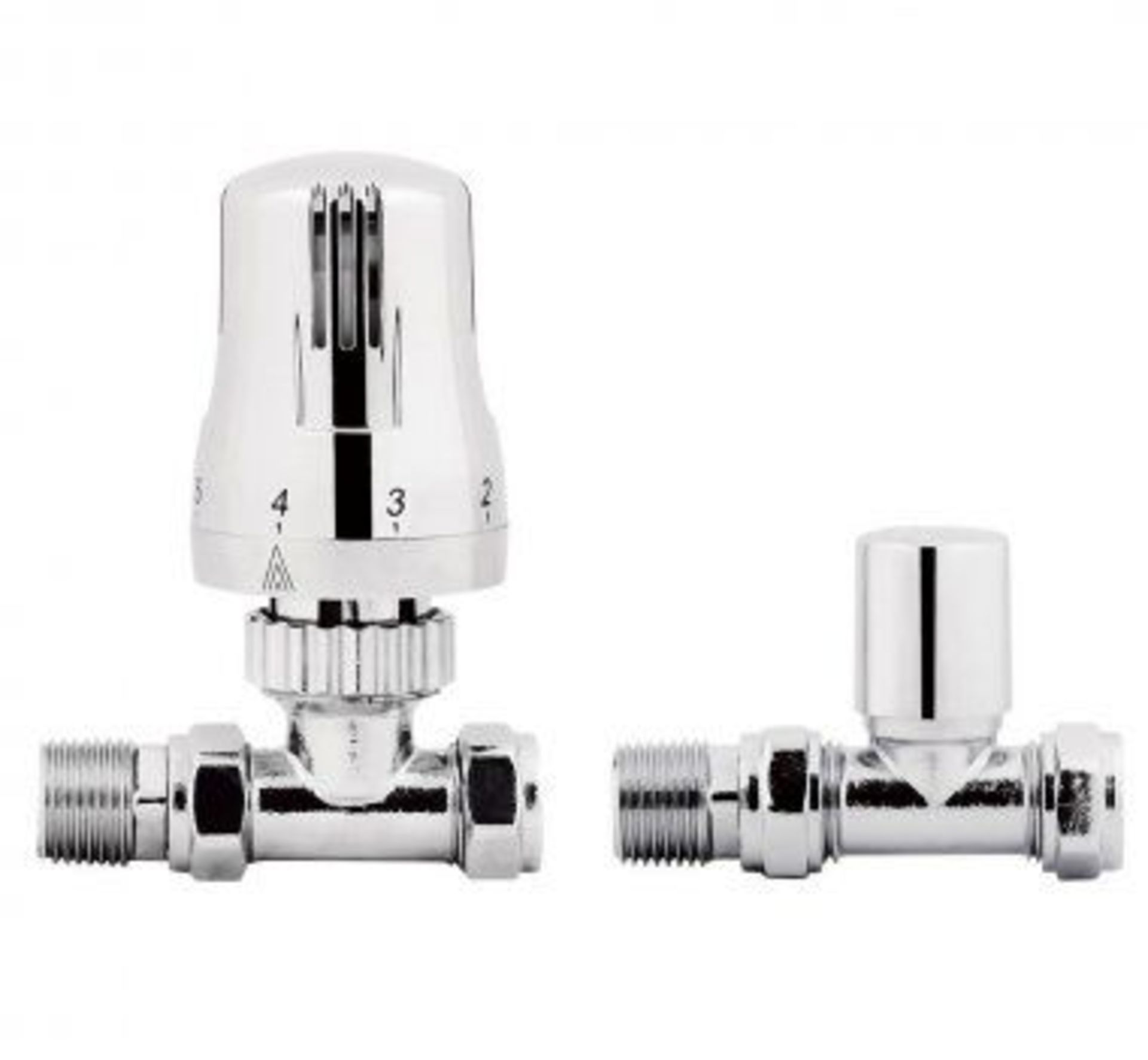 New Chrome Thermostatic Straight Radiator Valves TRV 15mm Central Heating Taps Ra07S. Chrome Pl...