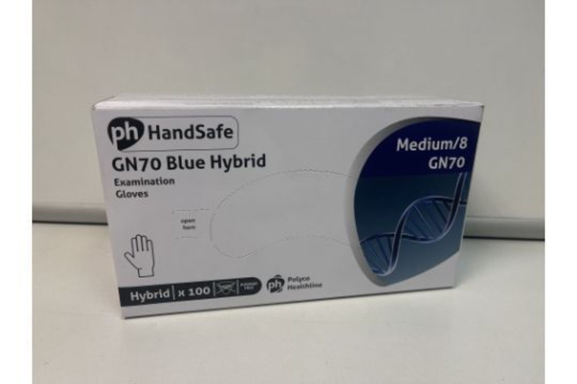 PALLET TO CONTAIN 20,000 X BRAND NEW GN70 BLUE HYBRID POWDER FREE EXAMINATION GLOVES (ROW7)