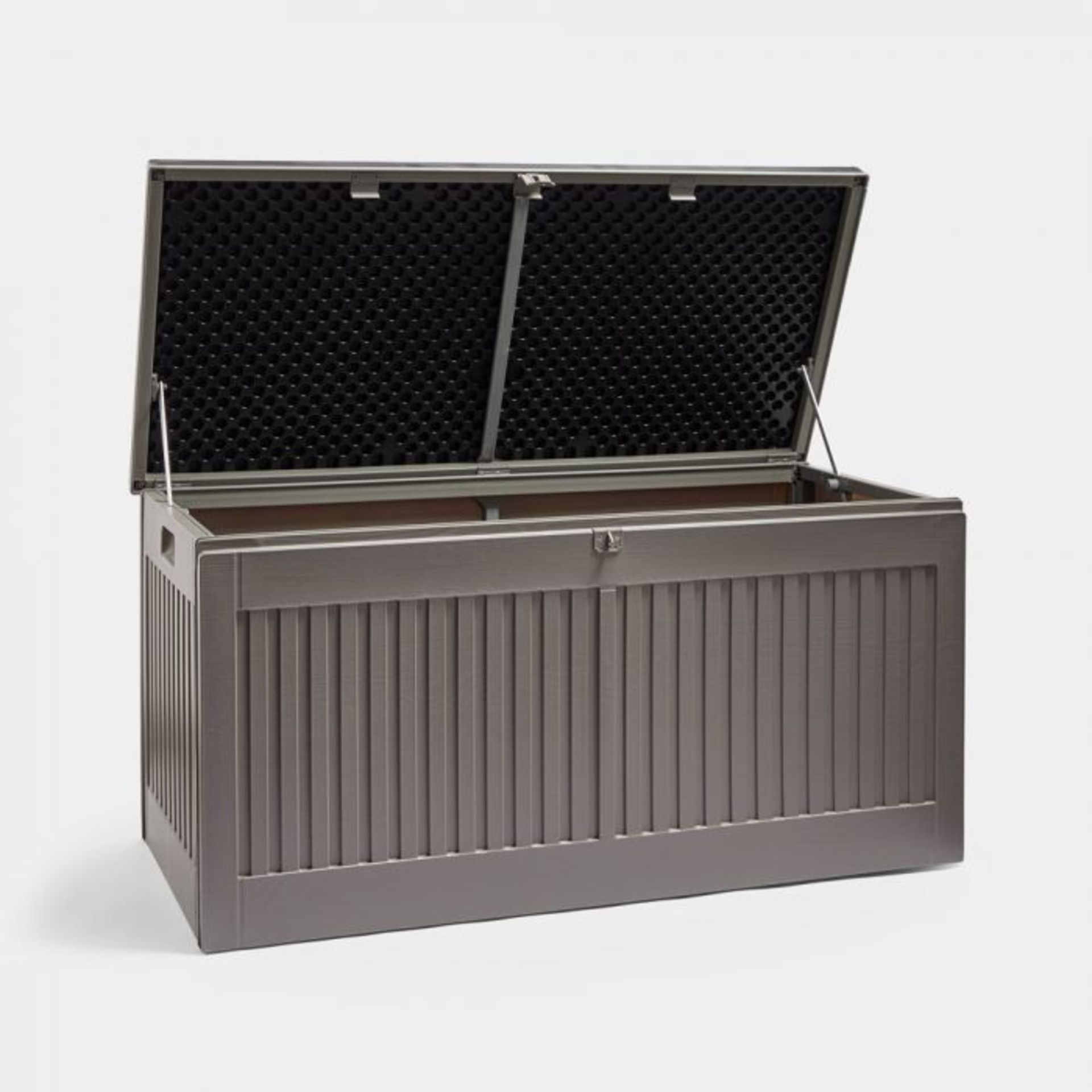 270L Plastic Outdoor Storage Box. Slam-proof and smooth, easy access whilst avoiding trapped