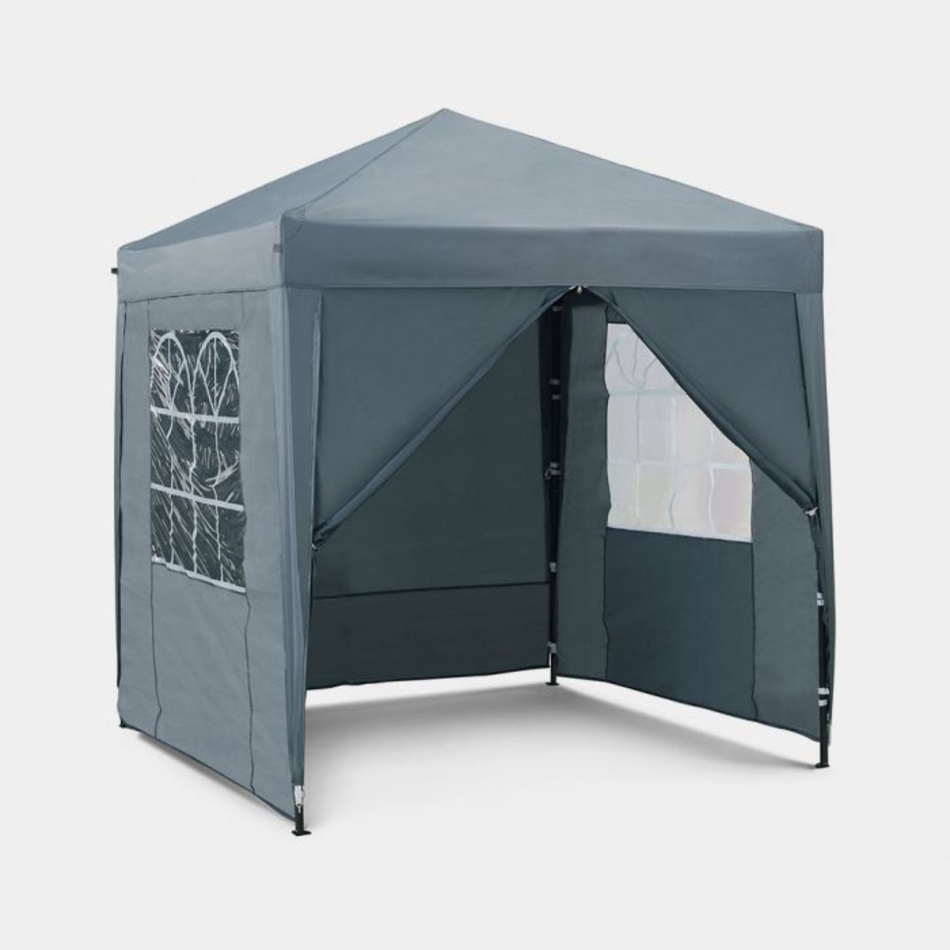 Slate Grey Pop-Up Gazebo Set 2 x 2m. The gazebo offers a great space for entertaining and outdoor