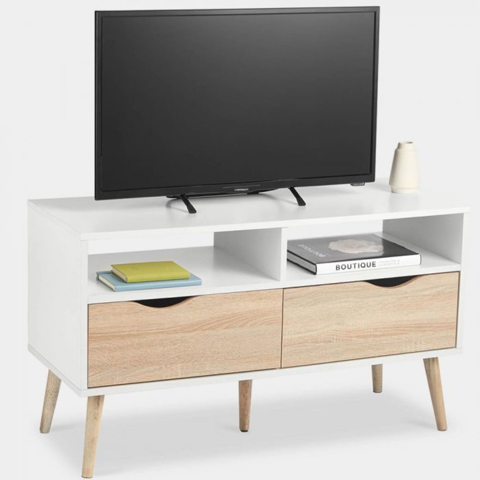 White & Oak Effect Small TV Unit. Whether you’re looking to bring some contemporary style to your