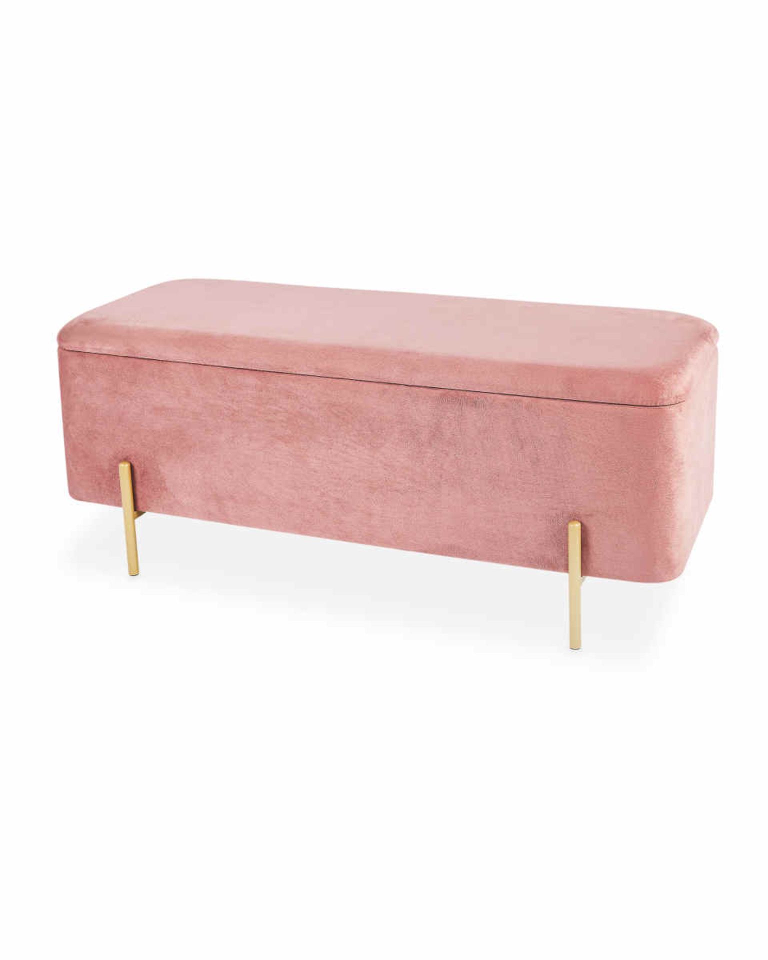 Pink Velvet Storage Bench.Upgrade your bedroom with this Kirkton House Pink Velvet Storage Bench.