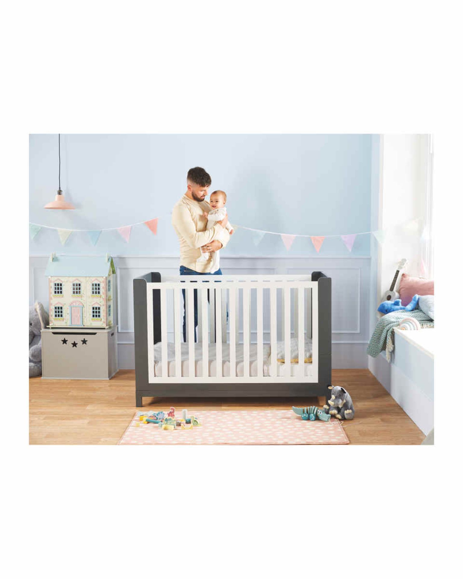 Mamia Grey And White Cot Bed. Make sure your nursery furniture is in place with this Mamia Grey - Image 2 of 2