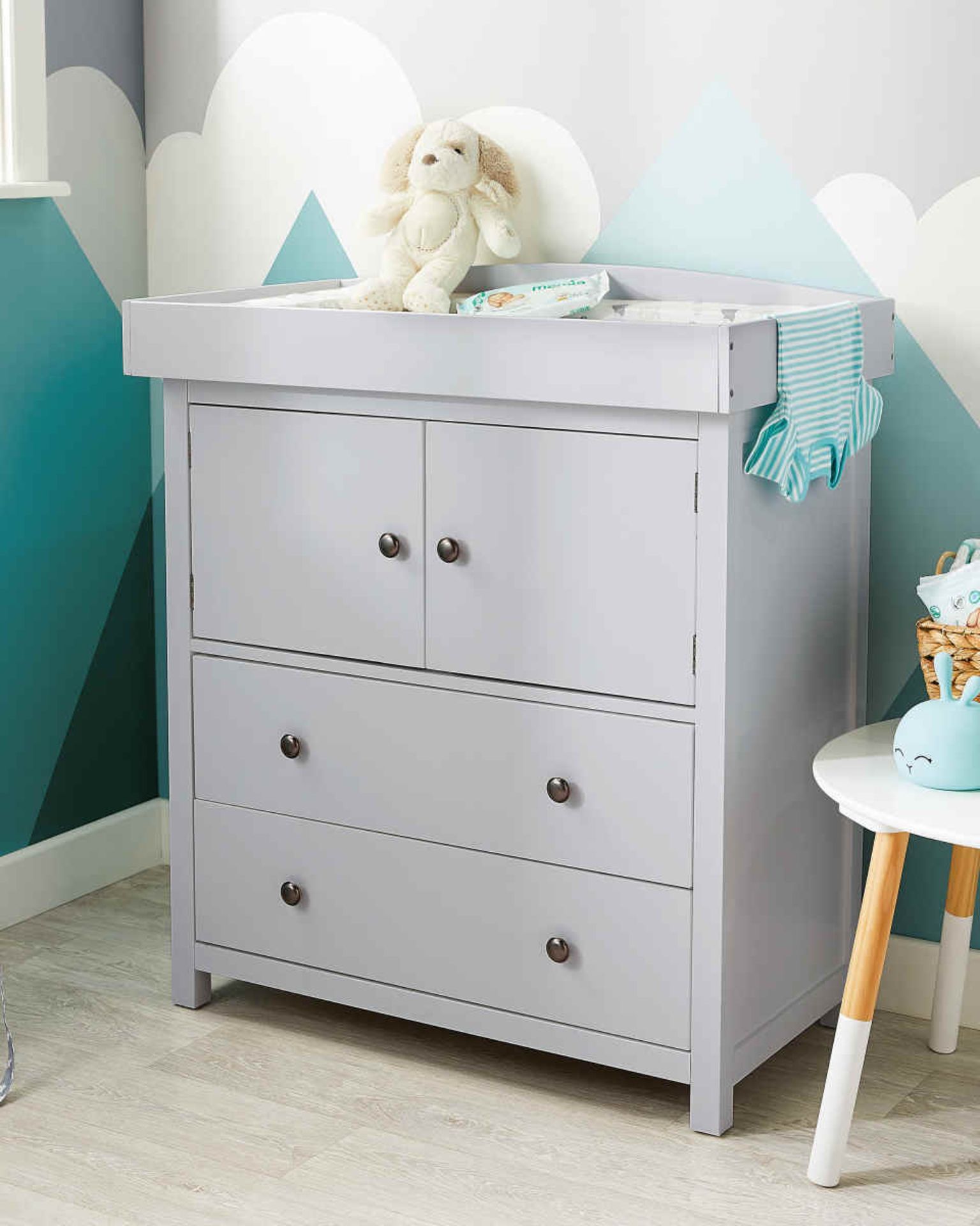 Mamia Grey Baby Changing Unit. Prepare the nursery for your new arrival with this Mamia Grey Baby