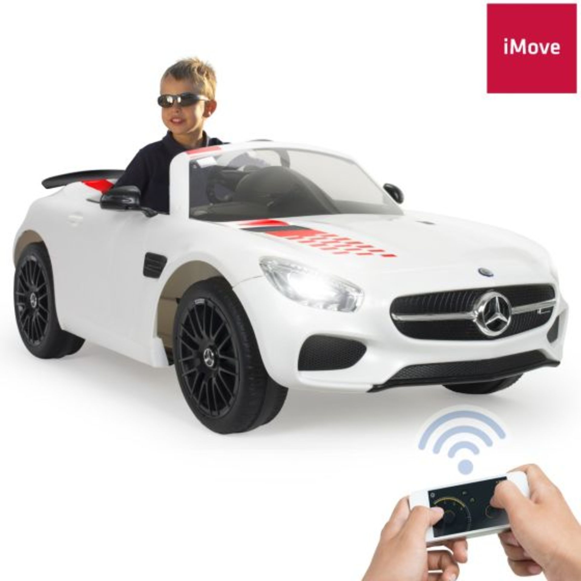 NEW BOXED INJUSA – Mercedes Benz GT-S 12 V Car with Remote Control and Gear Shift. White. The