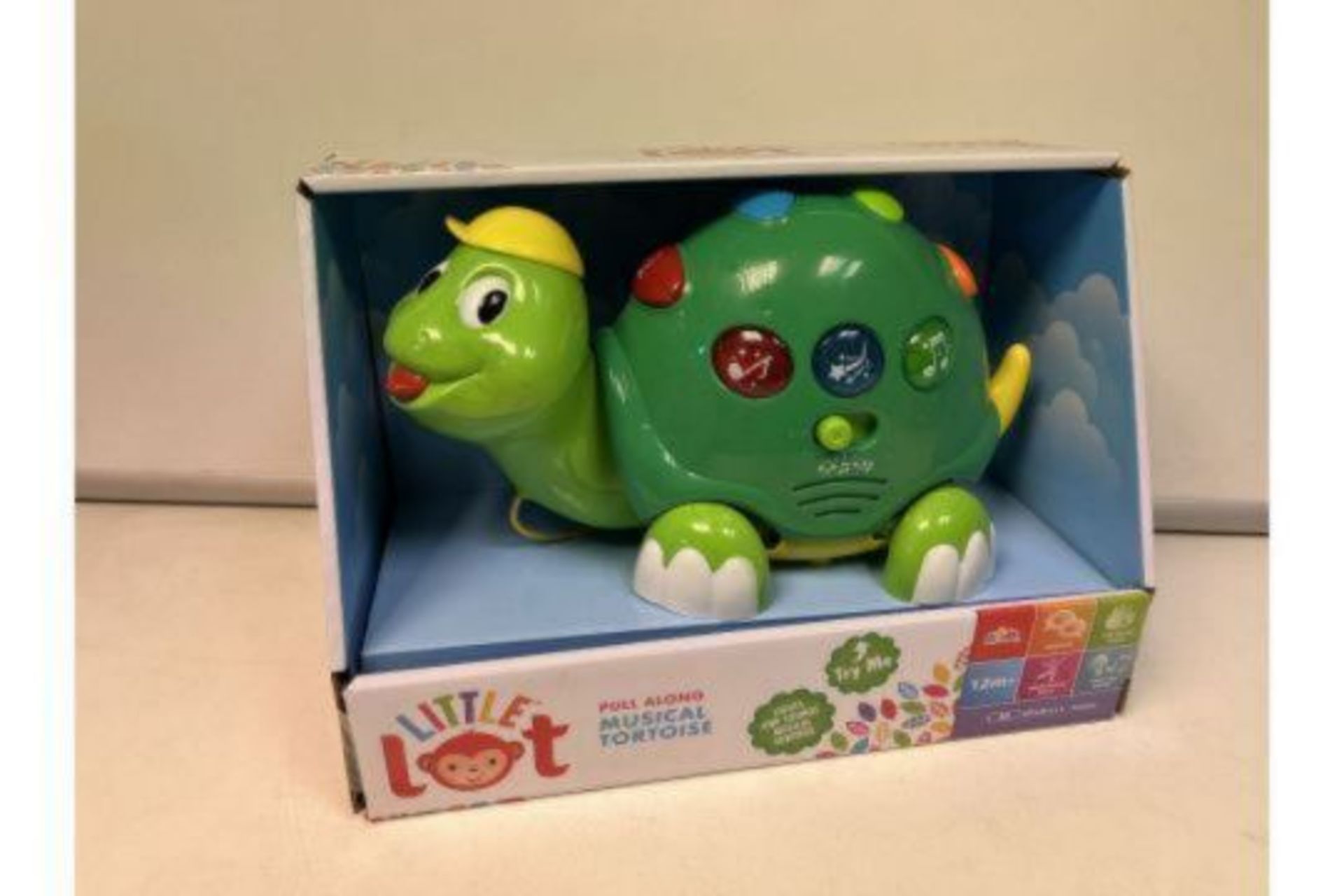 6 X BOXED ADDO LITTLE LOT PULL ALONG MUSICAL TORTOISE. LIGHTS & SOUNDS. (ROW9)