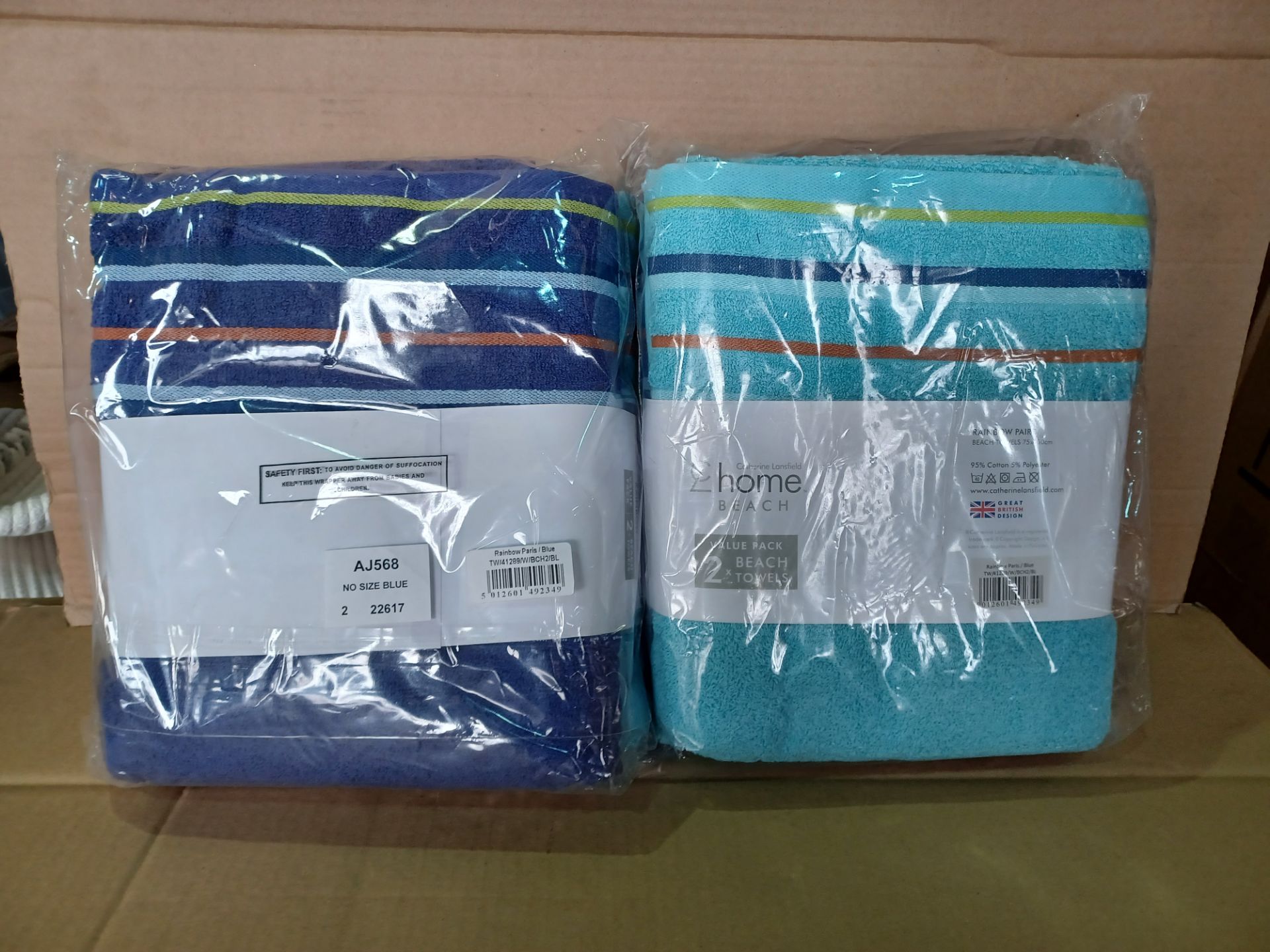 12 X BRAND NEW PACKS OF 2 ASSORTED BEACH TOWELS R15