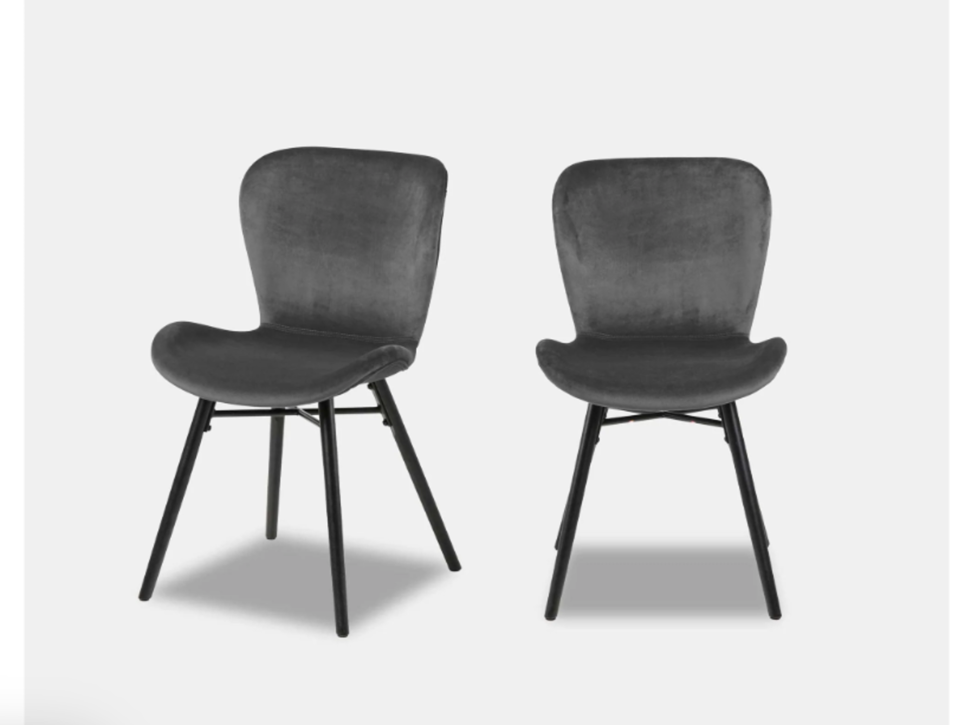 Set of 2 Emma Dining Chairs, Grey Velvet RRP £319 - ROW1