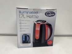 2 X BRAND NEW QUEST 1.7L ILLUMINATED KETTLES WITH WATER LEVEL INDICATOR, SPOUT FILTER, COCNCEALED