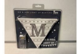 30 X BRAND NEW MR AND MRS LIGHT UP BUNTINGS RRP £18 EACH S1RA