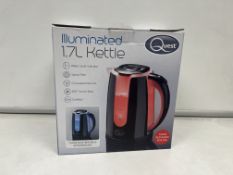 2 X BRAND NEW QUEST 1.7L ILLUMINATED KETTLES WITH WATER LEVEL INDICATOR, SPOUT FILTER, COCNCEALED