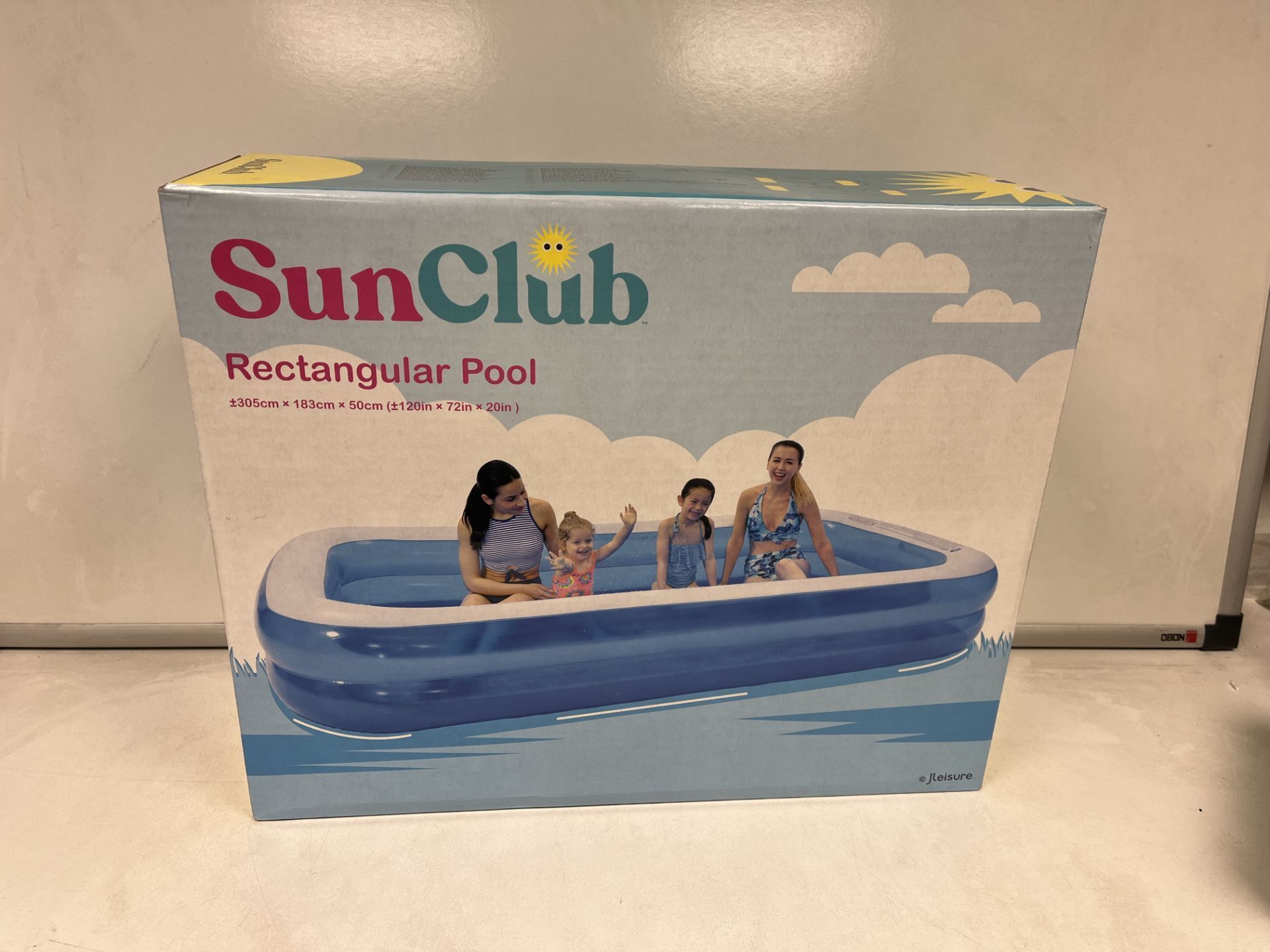 BRAND NEW SUNCLUB EXTRA LARGE FAMILY SIZED RECTANGULAR POOL 305 X 183 X 50CM R12