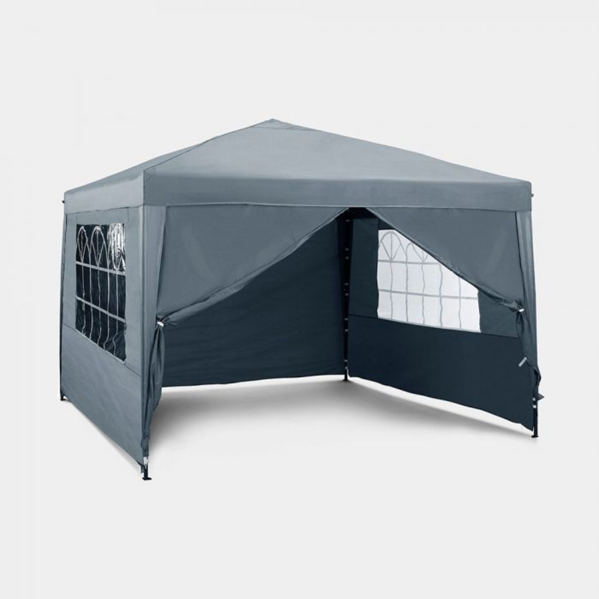 Slate Grey Pop-up Gazebo Set 3 x 3m. The gazebo offers a great space for entertaining and outdoor