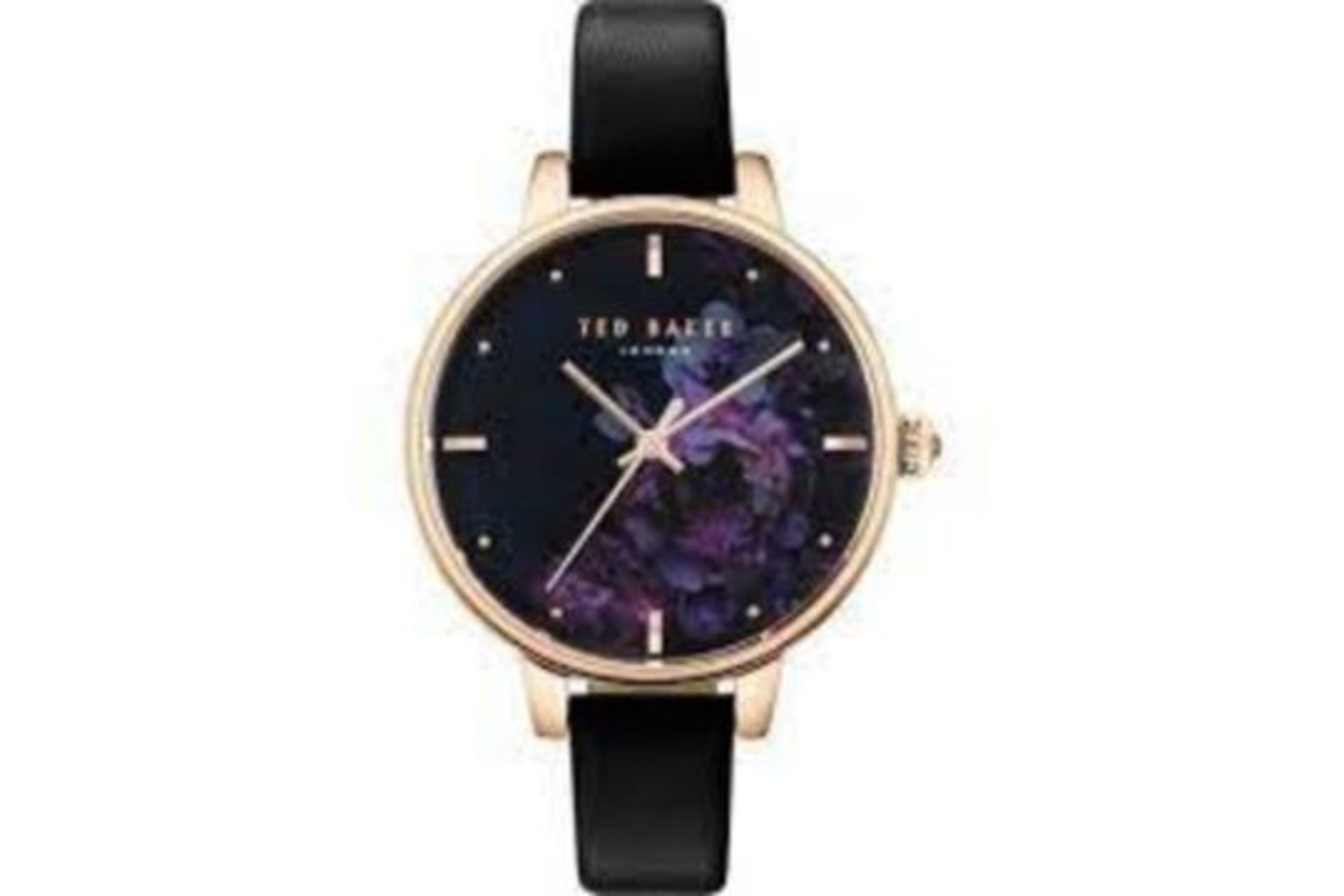 BRAND NEW TED BAKER BLACK STRAP FLORAL BLACK DIAL FASHION WATCH RRP £199