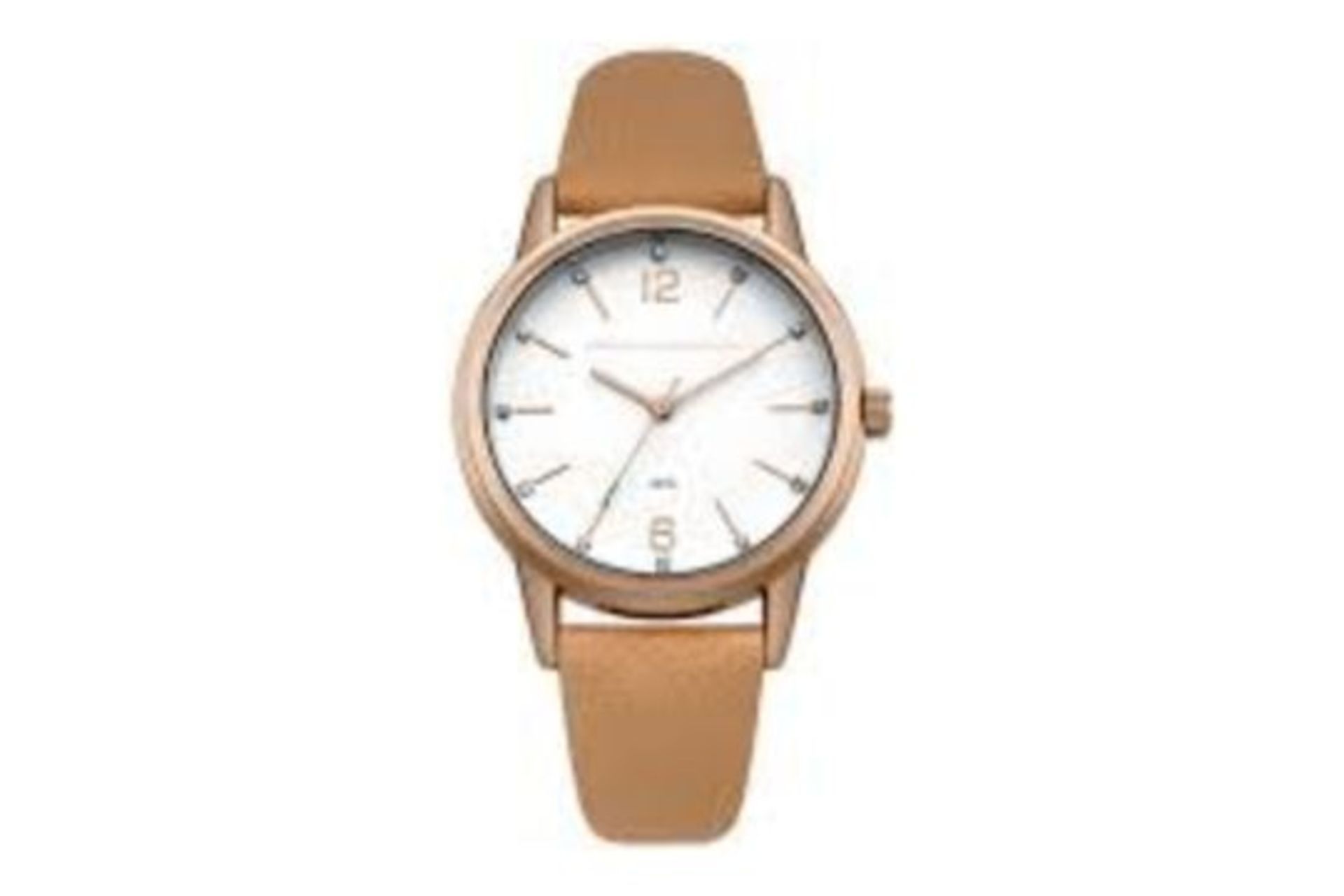 BRAND NEW FCUK TAN STRAP WHITE DIAL FASHION WATCH RRP £90