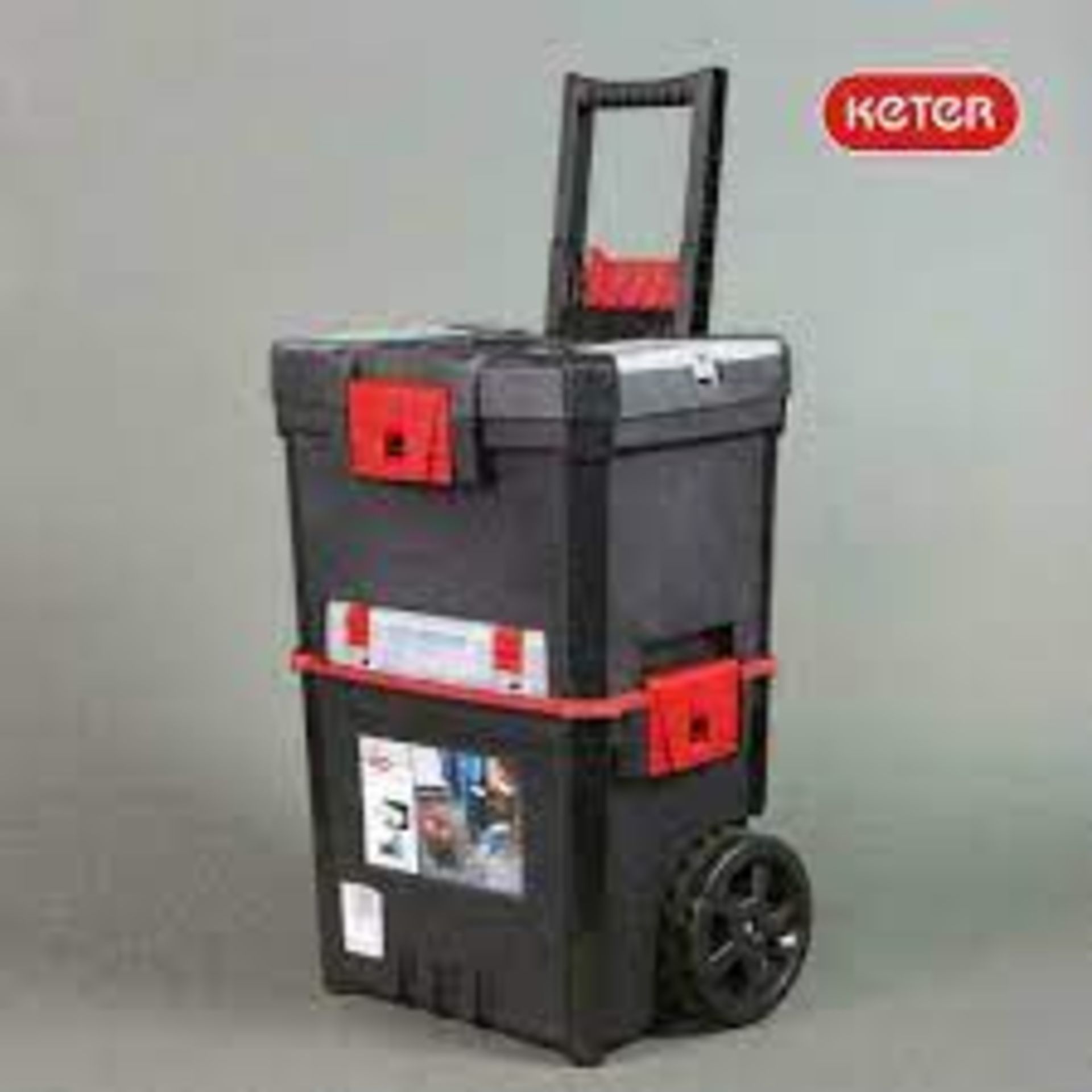 2 x NEW PACKAGED KETER MASTER CART 51.4L TOOLBOXES ON WHEELS. (ROW10)