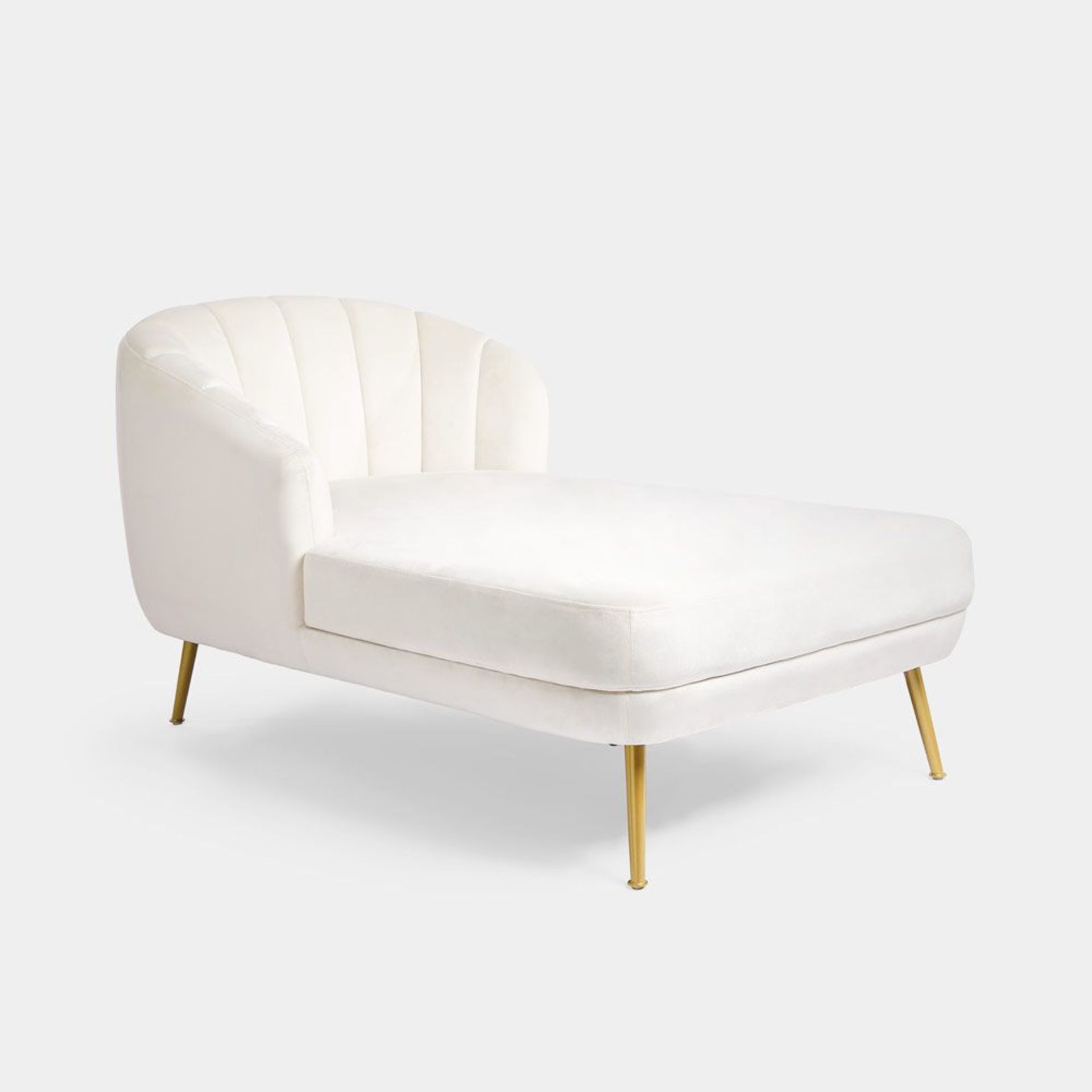 Cream Velvet Chaise Longue with Metal Legs. RRP £449.99. (REF323) (J/ST)Offering spacious, - Image 2 of 2