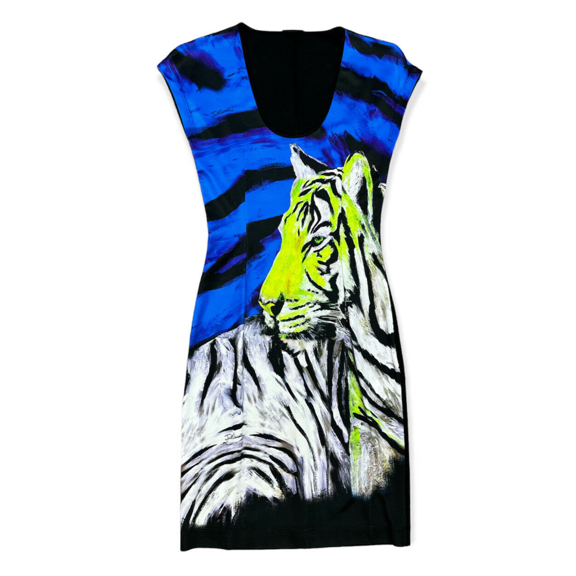 just cavalli slinky womens tiger print dress size 10 RRP £275