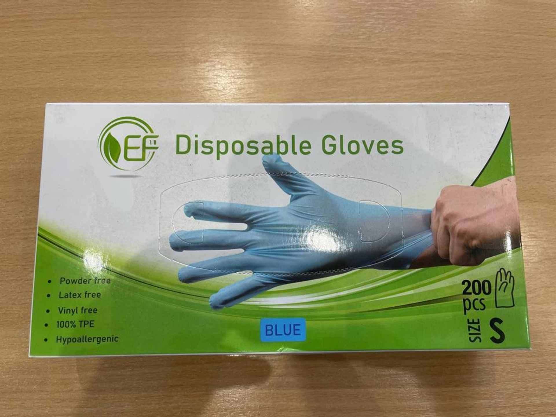 PALLET TO CONTAIN 1050 X BRAND NEW PACKS OF 200 BLUE TPE GLOVES SIZE MEDIUM EXPIRES 2026