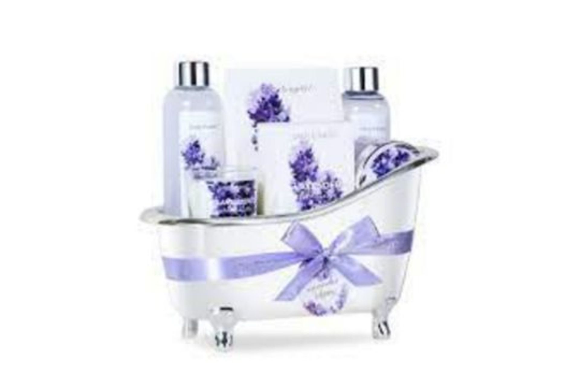 PALLET TO CONTAIN 96 x NEW PACKAGED Lavender Home Spa Bathtub Set. (SKU:SPA-18-02-NEW-1). Home Spa