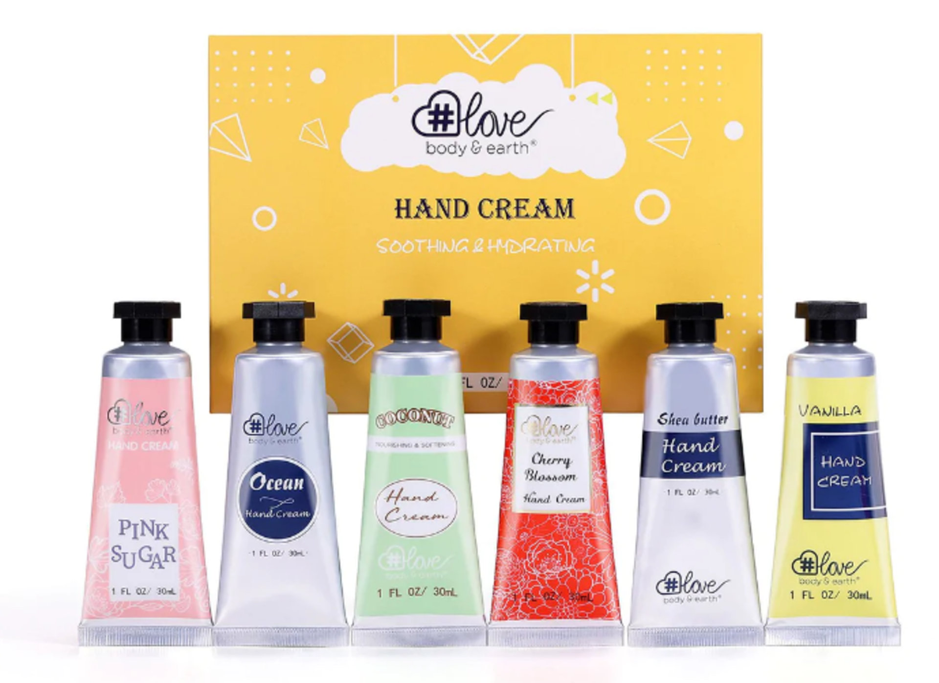 8 X NEW PACKAGED Body & Earth Love Vitality Hand Cream Set. (BEL-HC-10). 6 Beautiful Fragrances :