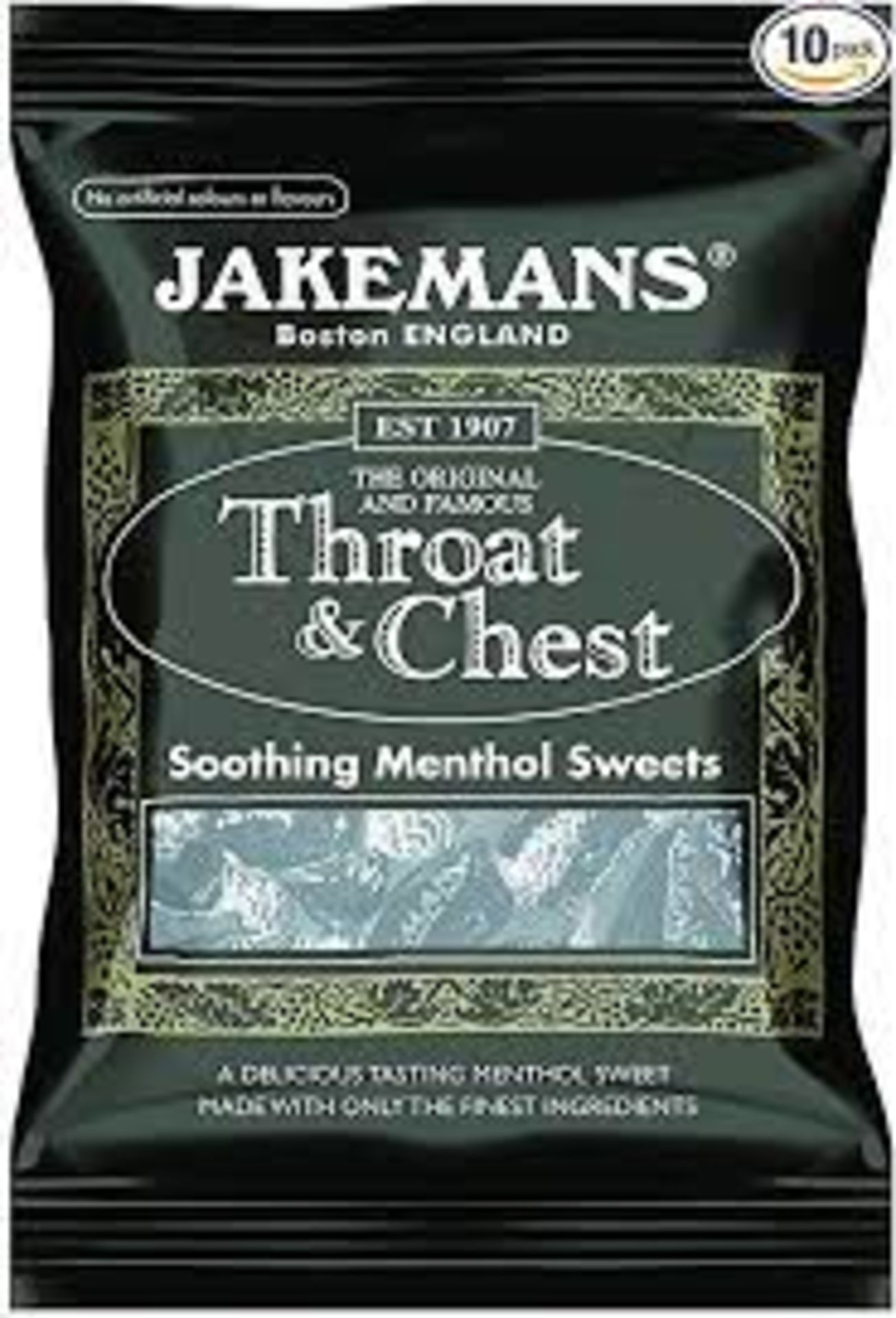 10 X BRAND NEW PACKS OF 10 100G JAKEMANS THROAT AND CHEST SOOTHING SWEETS EXP 31/8/22 PW
