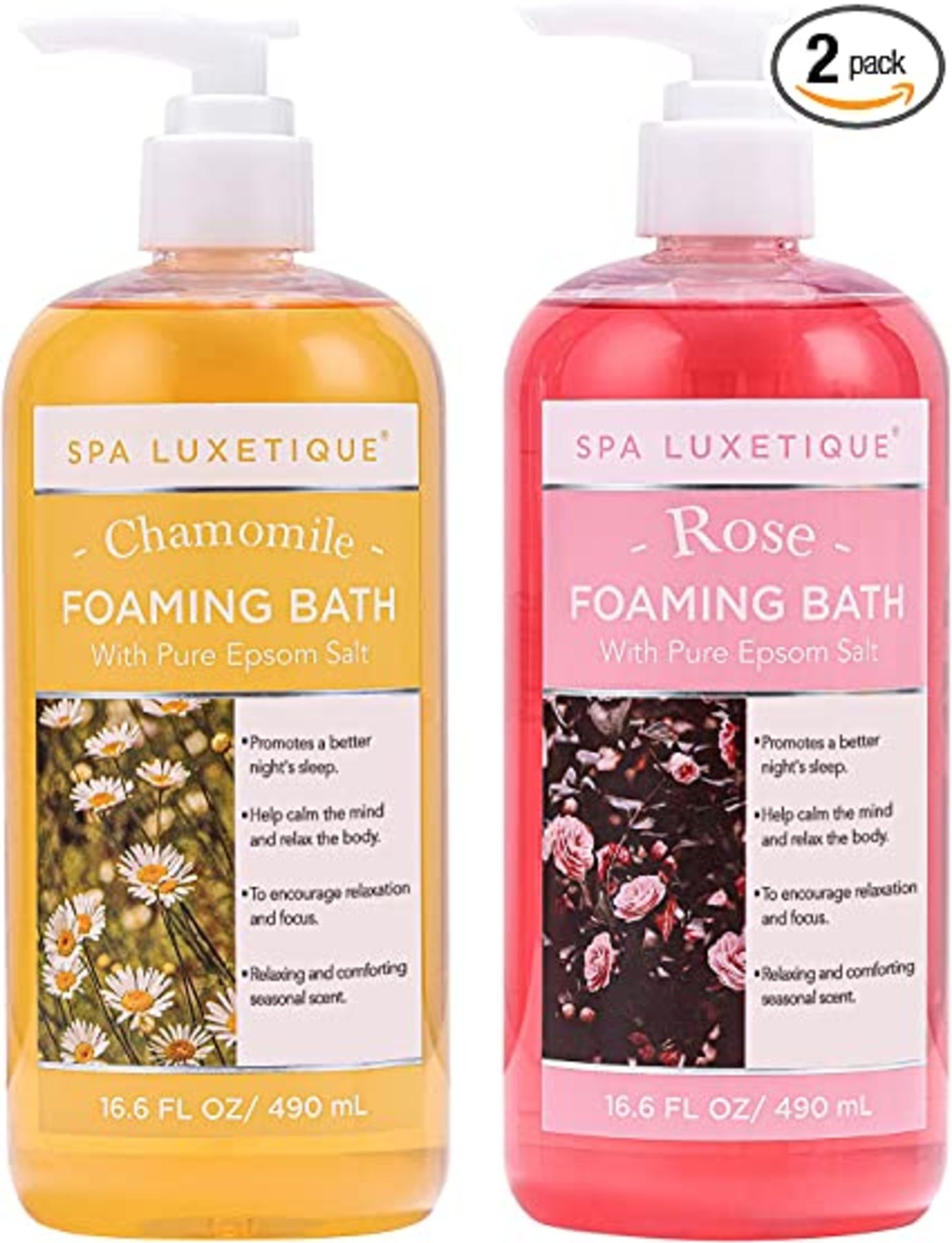 10 X NEW SEALED SETS OF 2 -755ml Rose and Chamomile Foaming Bath. (SPA-EBS-02) ?? Long-lasting