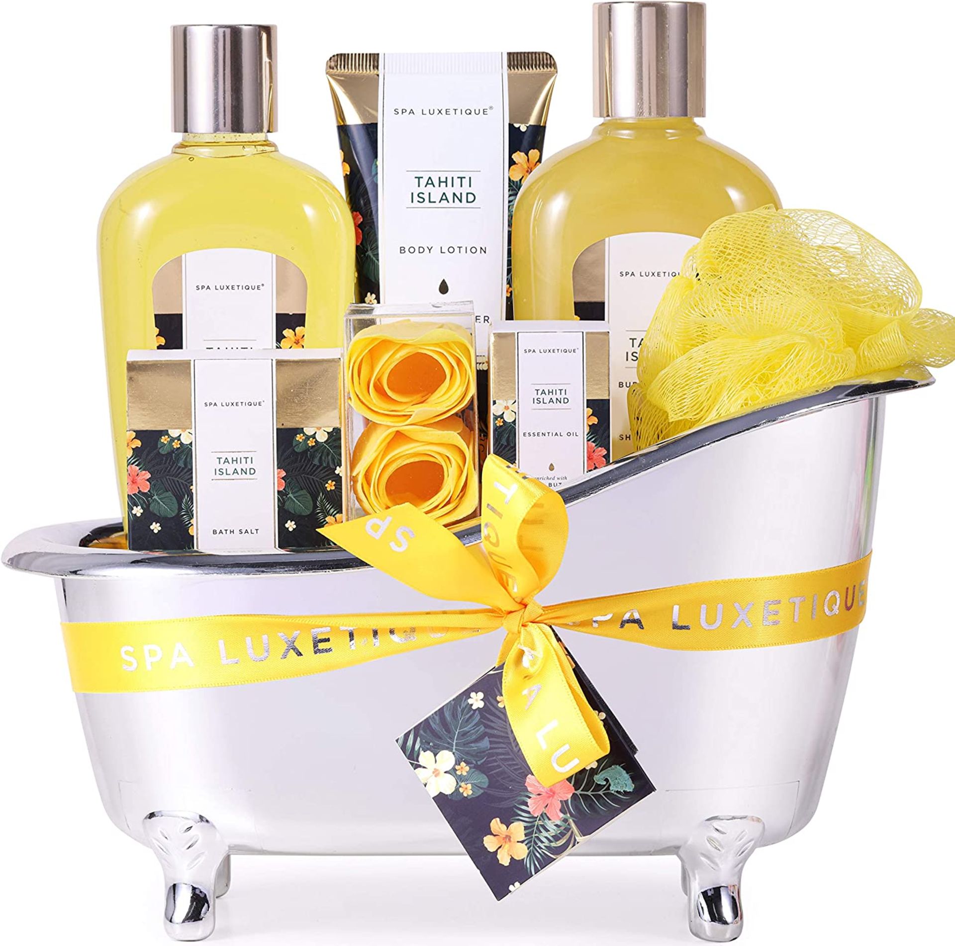 PALLET TO CONTAIN 96 X NEW PACKAGED Tahiti Island Spa 8 Piece Bathtub Gift Set (SKU:SPA-BP-10-1).