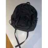 Alexander McQueen Men's Black Graphic Print Backpack, small rip by one of the straps. in black