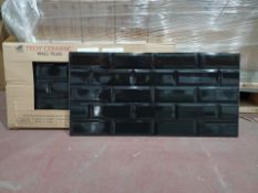 10 X PACKS OF Millenium Black Gloss Brick effect Ceramic Wall Tile.(L)600mm (W)300mm. EACH PACK