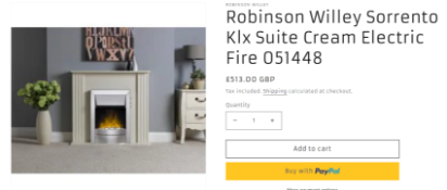 New - Robinson Willey Sorrento Klx Suite Cream Electric Fire. RRP £599.99. LED technology,