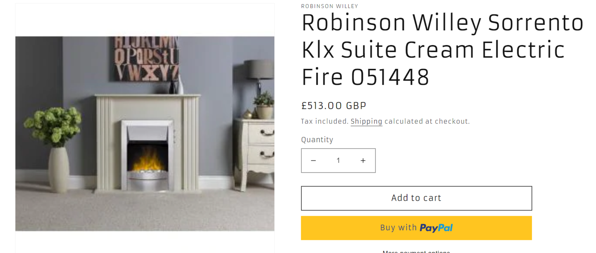 New - Robinson Willey Sorrento Klx Suite Cream Electric Fire. RRP £599.99. LED technology,