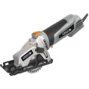 Bauker 500W 85mm Mini Saw 240V. • 27mm cutting depth at 90° • Lock-off switch, spindle lock • No