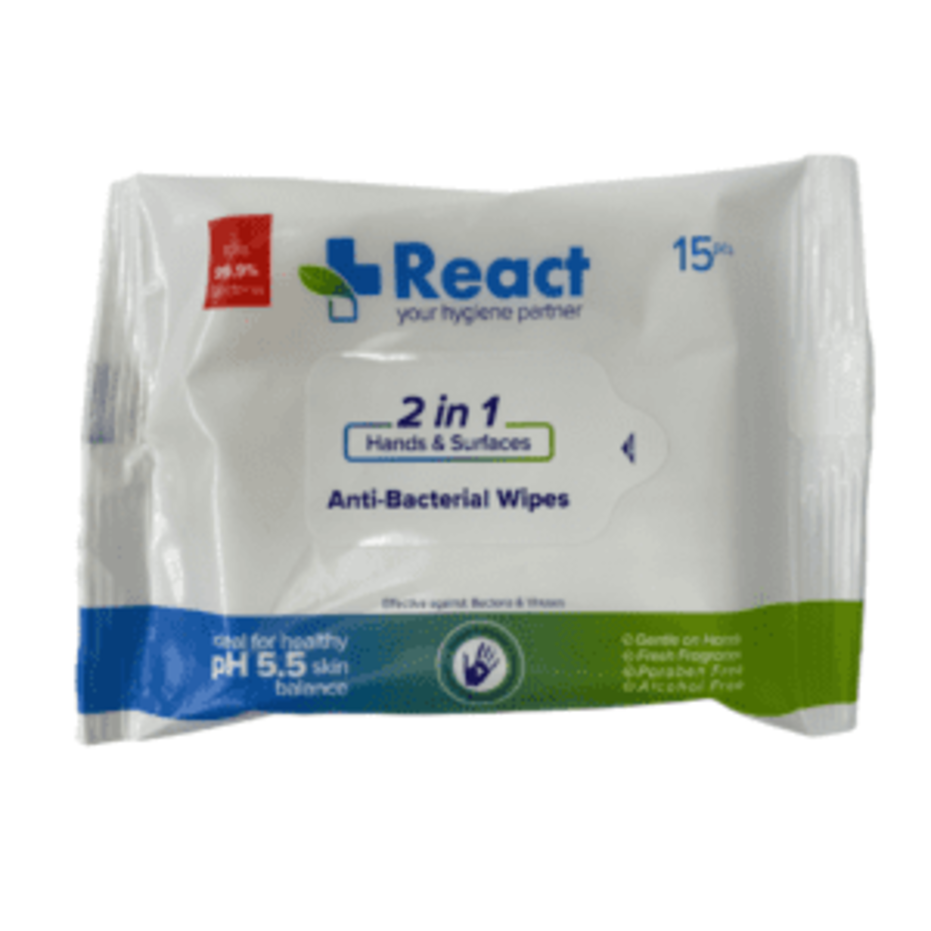 Pallet To Contain 4,200 Packs of 15 React - 2 in 1 Hand & Surfaces Anti-Bacterial Wipes. RRP £1.99 - Image 2 of 2
