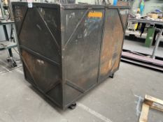 LARGE HEAVY DUTY FABRICATED INDUSTRIAL METAL STORAGE BOX WITH CONTENTS