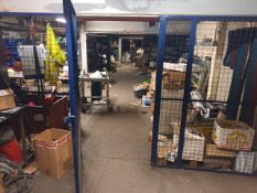 FULL CONTENTS OF STORE ROOM TO INCLUDE: RACKING, TOOLING STOCK, EXTENSION CABLES, WORK STATION,