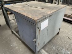 HEAVY DUTY METAL WORKBENCH WITH WOODEN TOP