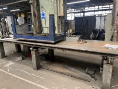 2 X LARGE INDUSTRIAL HEAVY DUTY METAL WORK TABLE SIZE: 5020L X 1220D X 940H AND 1840L X 900D X 800H