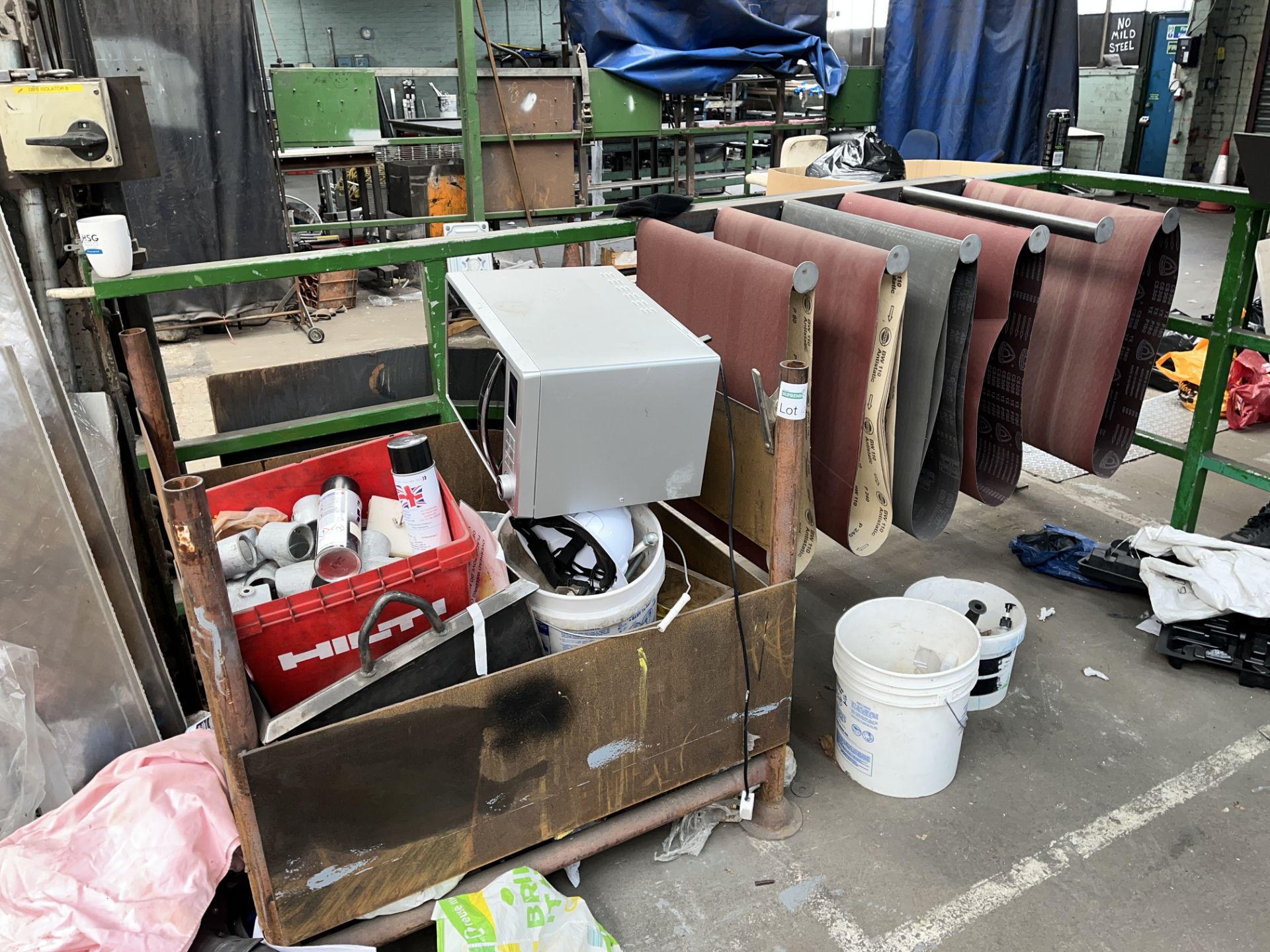 METAL STORAGE BIN AND CONTENS AS VIEWED