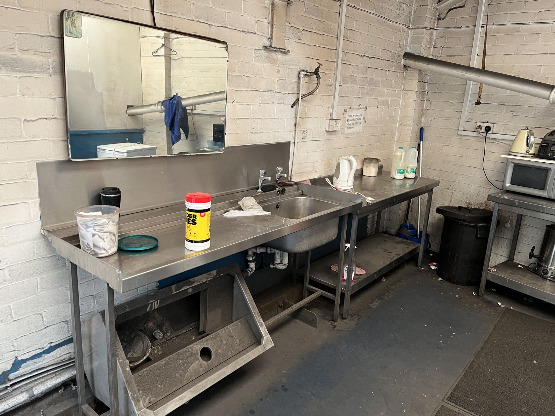 CONTENTS TO CANTEEN TO INCLUDE STAINLESS STEEL BENCHES, STAINLESS STEEL WORKSTAION, MICROWAVES, - Image 3 of 4