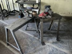 2 X METAL WORK BENCHES WITH VICES. (BUILDING 2)