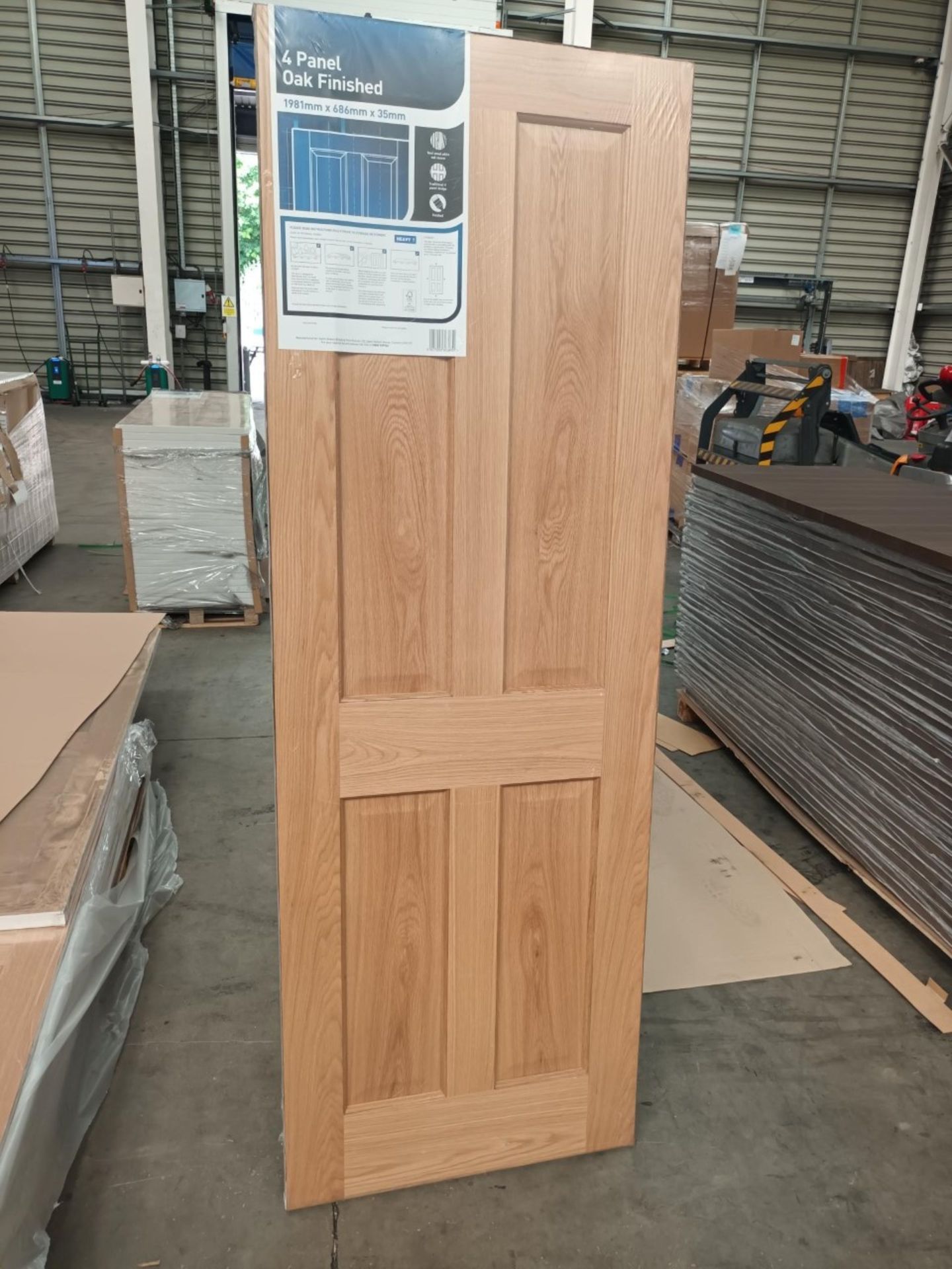 PALLET TO CONTAIN 26 x FSC Oak Regency Door 4-Panel FD30 Fire Check 44 x 762mm x 1981mm. RRP £262