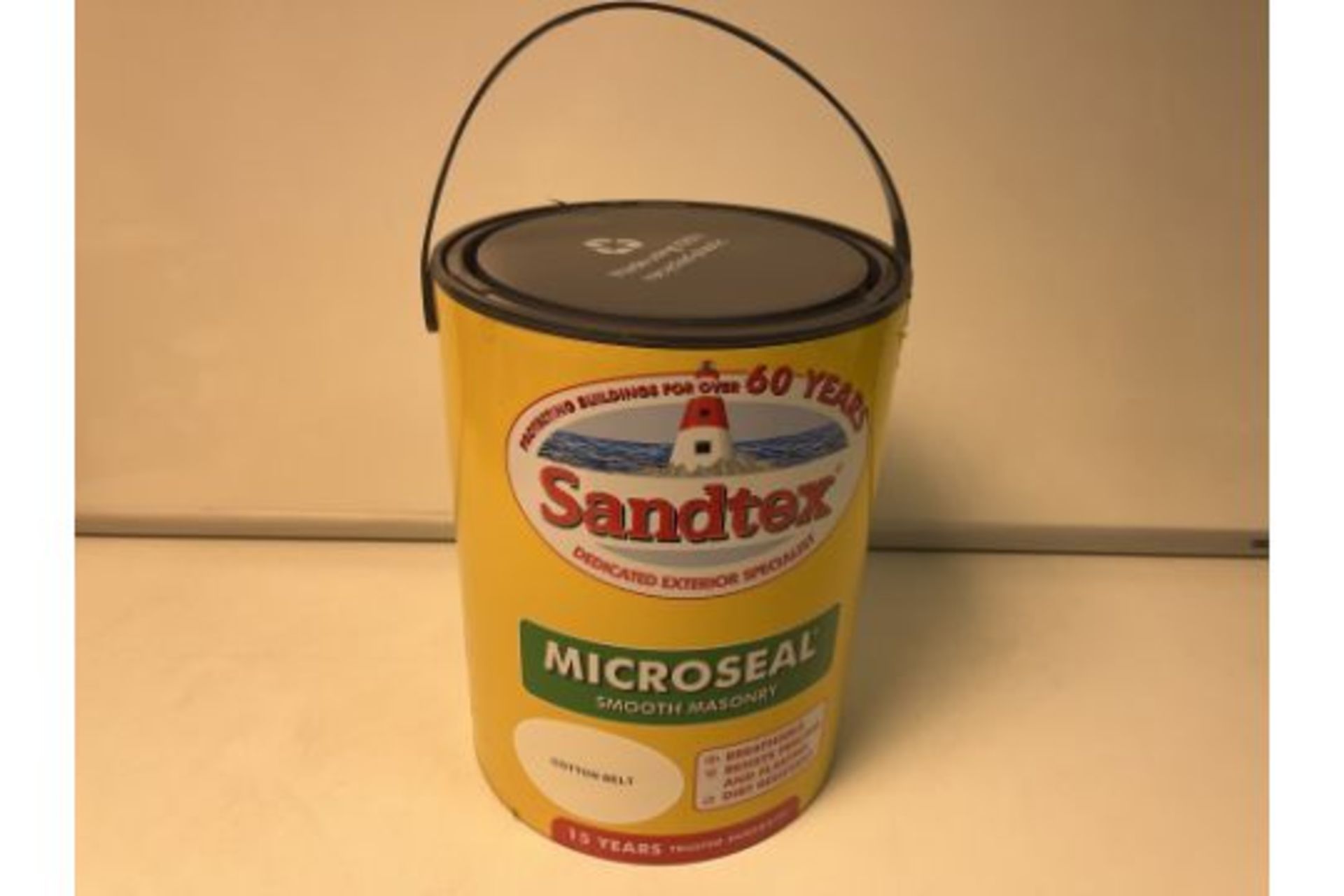 4 X NEW SEALED 5L TUBS OF SANDTEX MICROSEAL SMOOTH MASONRY PAINT (COTTON BELT). (ROW9INSL)